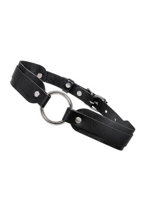 Черный кожаный чокер-ошейник со скруглёнными углами